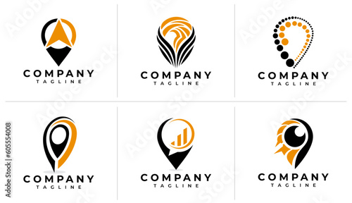 Minimalist abstract pin point logo design bundle