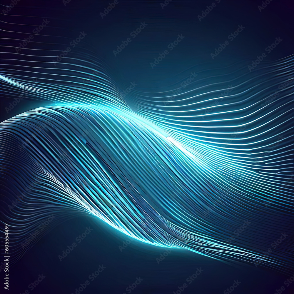 Abstract glowing circle lines on dark blue background with Generative AI. Abstract glowing circle lines on dark blue background with Generative AI.