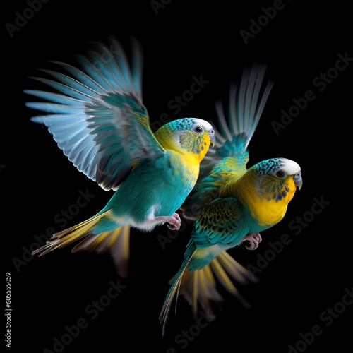 Whimsical Flight: Stunning Budgerigars in Colorful Feathers