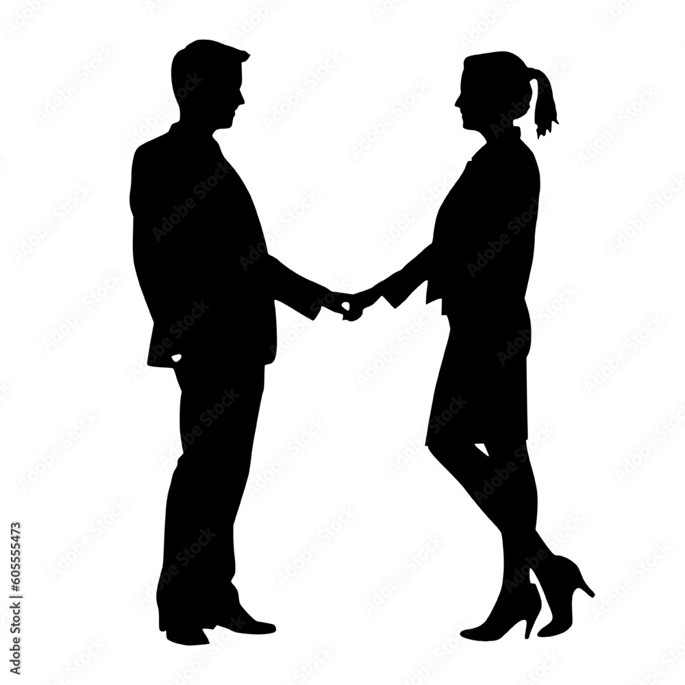 Businessman and Businesswoman Shaking Hands in