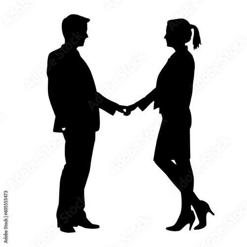 Businessman and Businesswoman Shaking Hands in