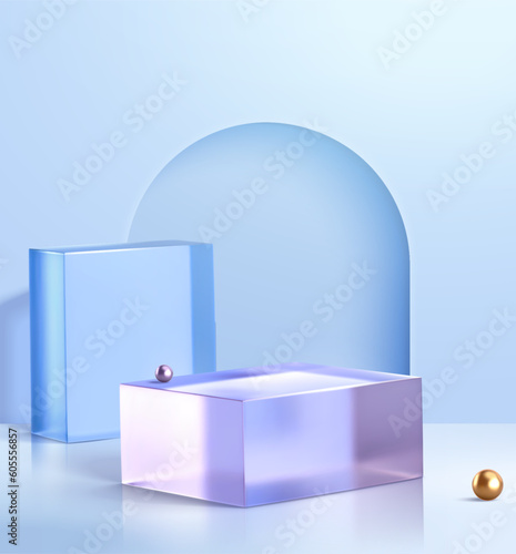 Glass geometric display scene