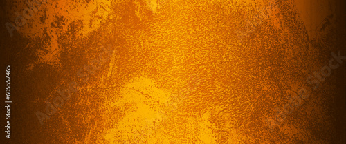 Gold and orange background texture with distressed vintage grunge and shiny spotlight corner design in upper corner and gradient hot bright color abstract textured design from dark to light