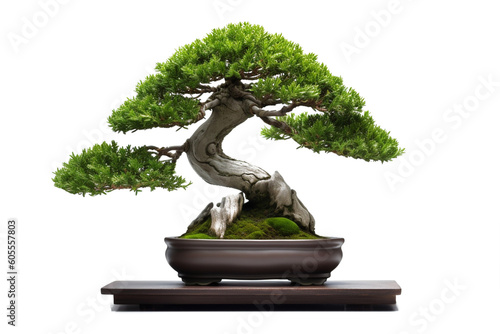 Beautiful expensive bonsai tree on white background. generative AI