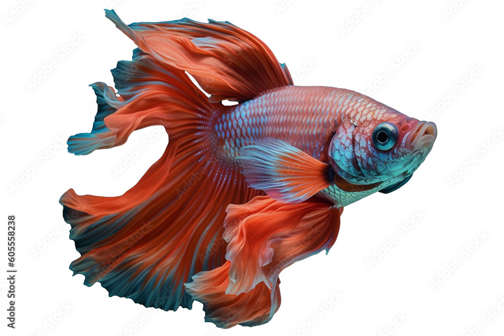 Fototapeta premium Siamese fighting fish isolated on white background. generative AI