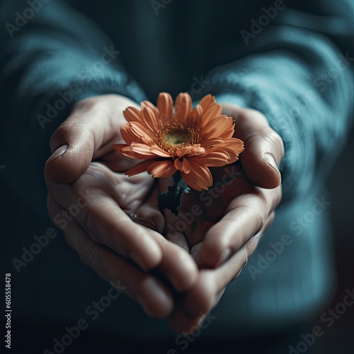 flower in hands