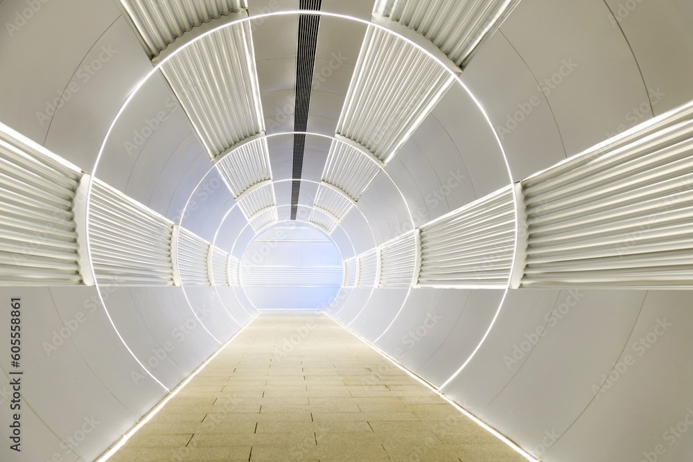Fototapeta premium Background of long futuristic tunnel