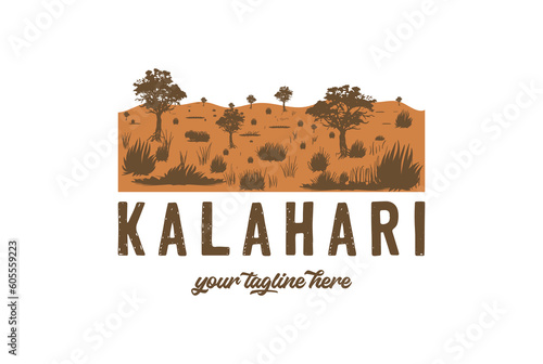 Vintage Retro African Kalahari Desert National Park for Outdoor Adventure T Shirt Logo Illustration