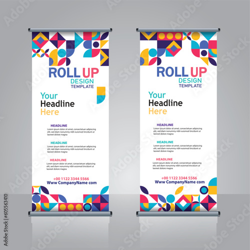 Abstract roll up banner design for business