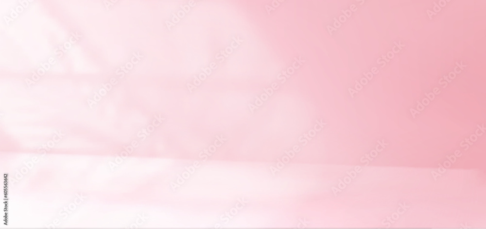 Pinked Perspective 3d pink wall in studio room background with window light. Vector pastel ...