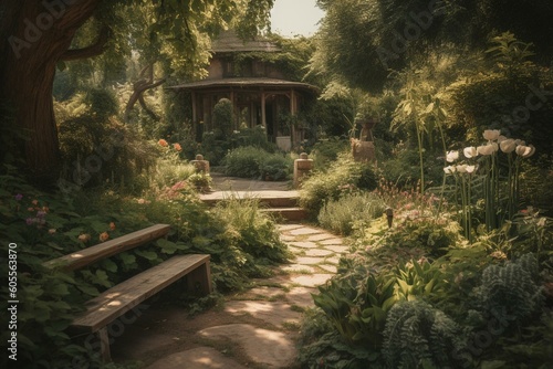 A park's garden. Generative AI