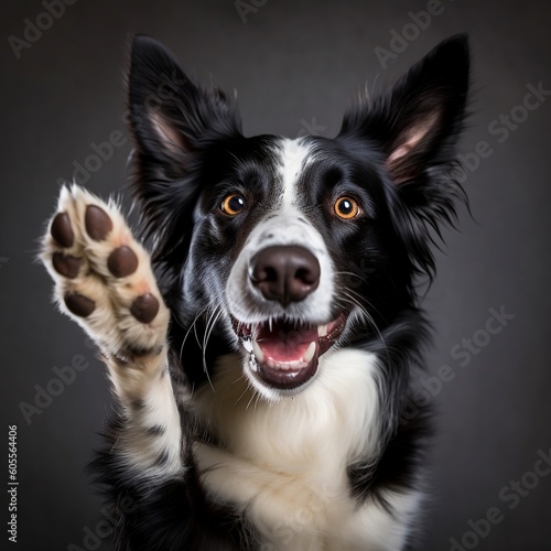 Endearing Border Collie Pleading with Paws. Generative AI ©  Creative_studio