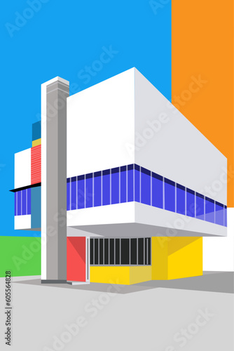 Vector conjunto de cubiertas geométricas retro bauhaus. Uso para pancartas, folletos, carteles, pancartas, decoración de la pared. Azul, rojo, amarillo. Cartel de interior de hogar