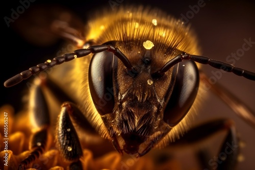 Exquisite Close-Up of a Honey Bee in Extreme Macro. Generative AI ©  Creative_studio