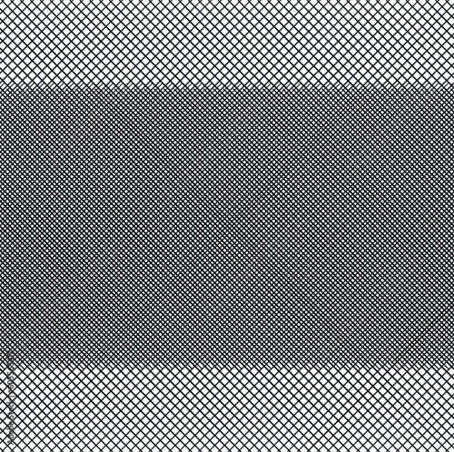 Steel grating with small cells, compacted closer to the central part.