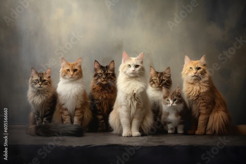 Captivating Image of a Feline Gathering. Generative AI