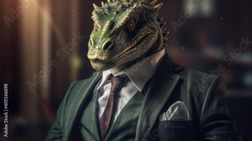 dragon businessman in a suit. Generative AI