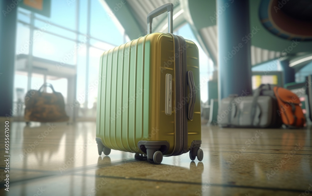Airport Travel Scene with Suitcase, Generative AI