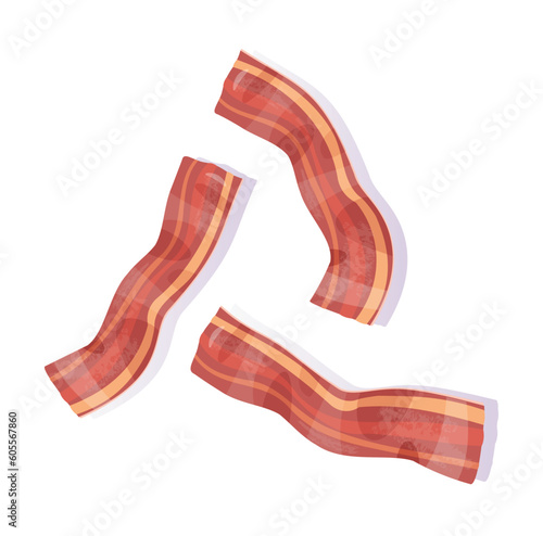 bacon fried isolated vector illustration