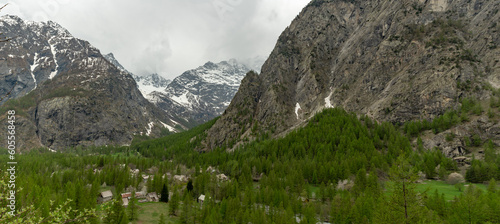 Hiking in the Ecrins massif near Ailefroide campsite in the French Alps