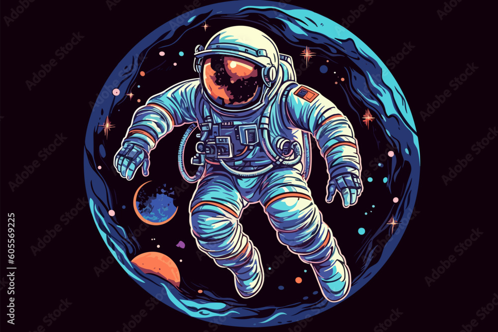 Astronaut in space. Vector illustration.