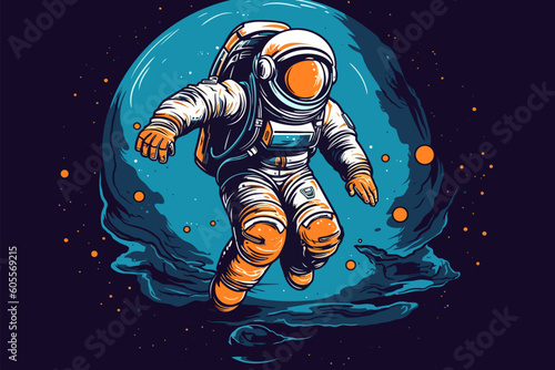 Astronaut in space. Vector illustration.