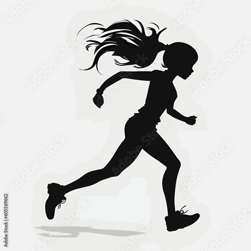 Superpowered Running Girl Silhouette