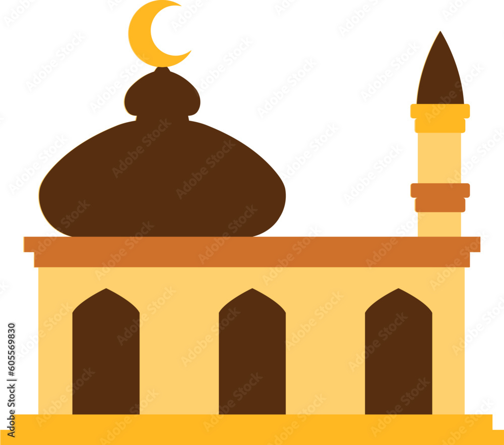 Islamic Mosque Flat Hand Drawn Illustration Islamic Mosque Flat Hand Drawn Illustration