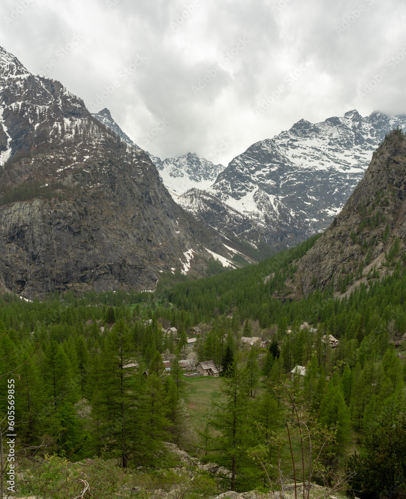 Hiking in the Ecrins massif near Ailefroide campsite in the French Alps