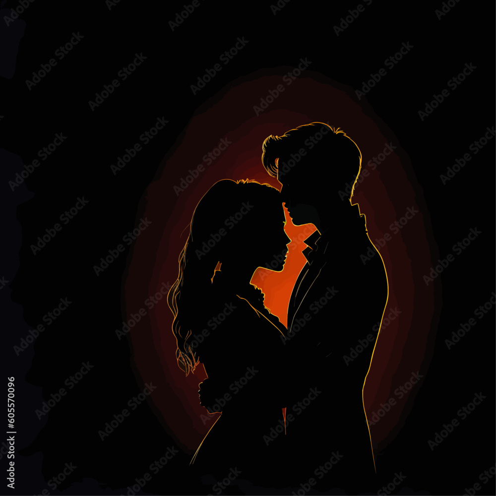 Passionate Couple Silhouette in Warm Light