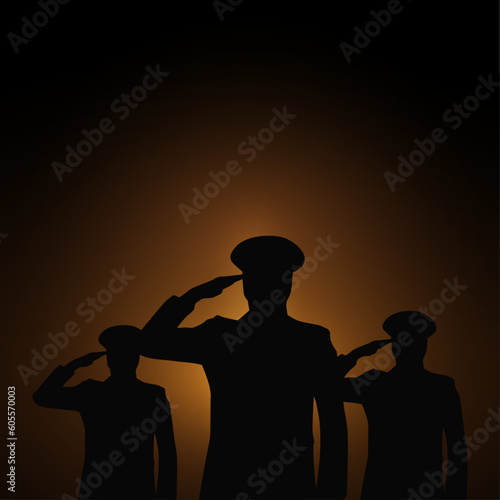 Free copyspace for text Memorial Day - Remember and honor with saluting soldiers, Vector illustration. Memorial Day concept