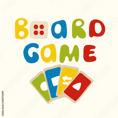 Board Game Vector inscription. Isolated Flat Illustration.