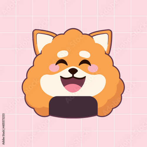 Cute shiba inu dog rice ball with kawaii expression