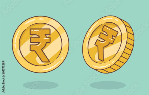 Cute rupee coin cartoon illustration
