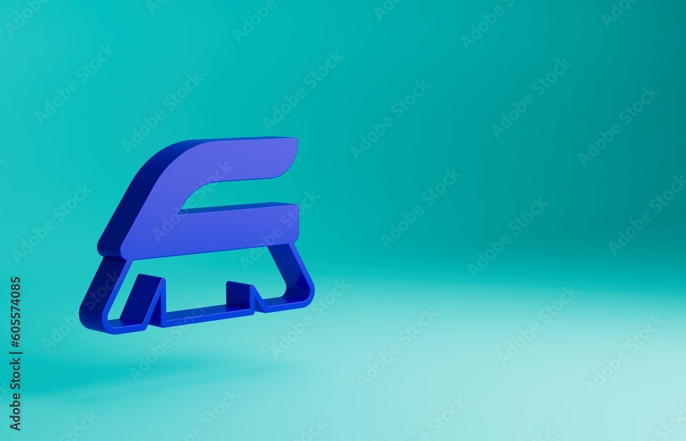 Blue Brush for cleaning icon isolated on blue background. Cleaning service concept. Minimalism concept. 3D render illustration Blue Brush for cleaning icon isolated on blue background. Cleaning service concept. Minimalism concept. 3D render illustration