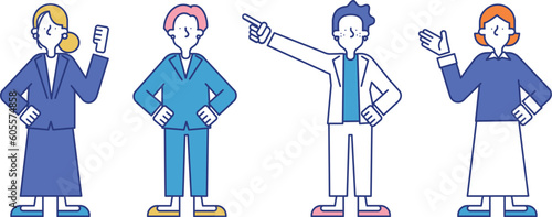 多様な女性のビジネスパーソンのイラストセットD