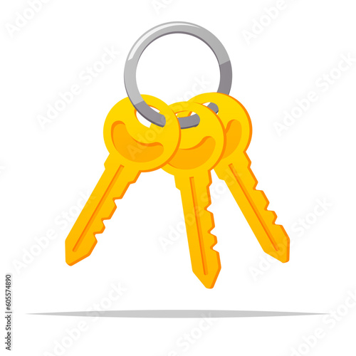 Ring bunch of keys vector isolated illustration