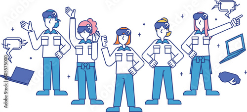 AR技術者の職業に就く女性のイラスト