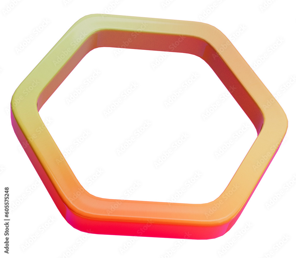 Colorful hexagon shape icon 3d render cutout Colorful hexagon shape icon 3d render cutout