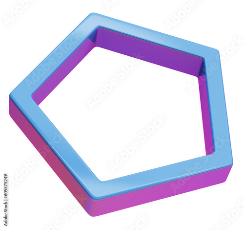 Colorful hexagon shape icon 3d render cutout