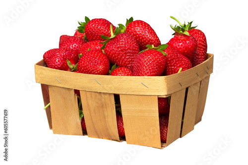 strawberries in a box, ripe strawberries in a box isolated from the background