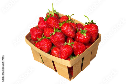 strawberries in a box, ripe strawberries in a box isolated from the background