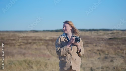 girl taking photo alone