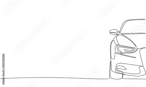 Car, half of car. Continuous line one drawing. Vector illustration. Simple line illustration.