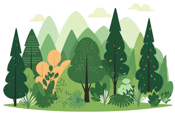 Acrylglasbilder Pistache Forrest landscape with grass, nature inspired vector illustration  © SachiDesigns