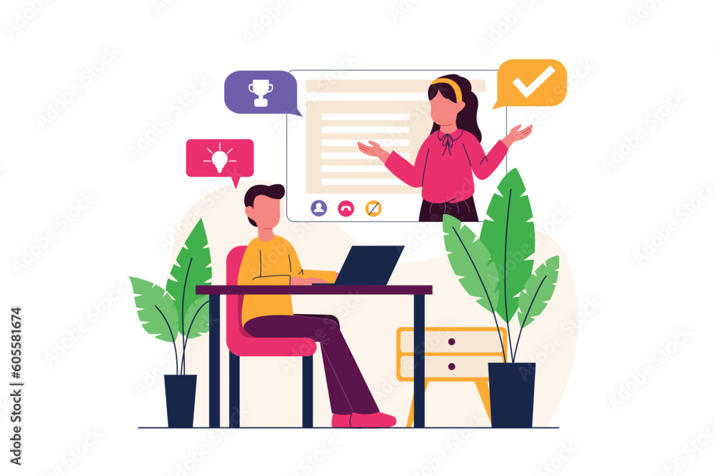 Teamwork Business Presentation. Online Meeting Management Vector Illustration Teamwork Business Presentation. Online Meeting Management Vector Illustration