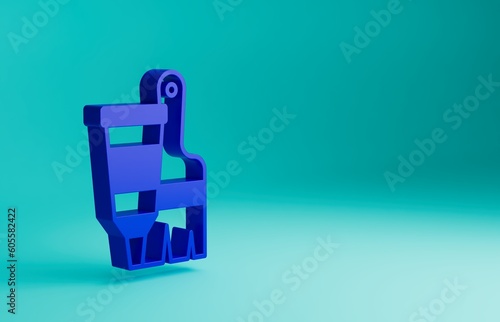 Blue Tube with paint palette and brush icon isolated on blue background. Minimalism concept. 3D render illustration