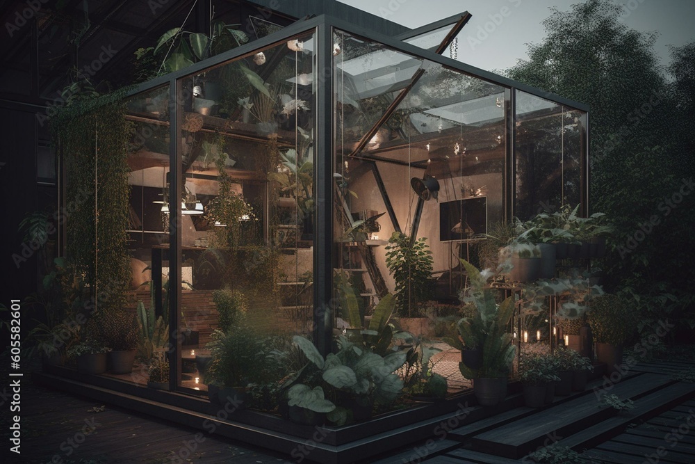 Contemporary plant house idea. Generative AI