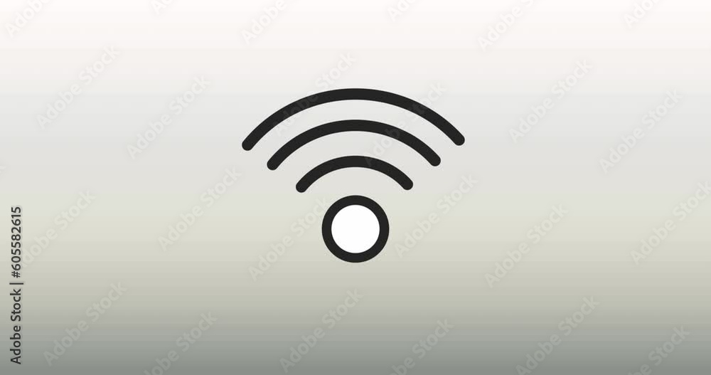 Animation of wifi icon against copy space on grey gradient background Animation of wifi icon against copy space on grey gradient background