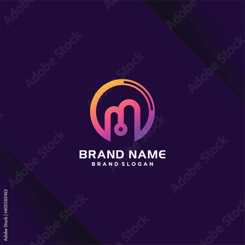 letter M logo design vector with modern creative style concept